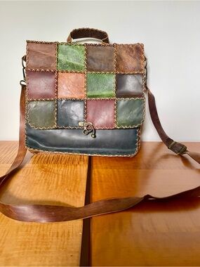 Handcrafted Multicolor Boho Patchwork Leather Messenger Bag - Men and Women